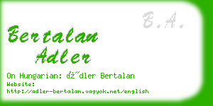 bertalan adler business card